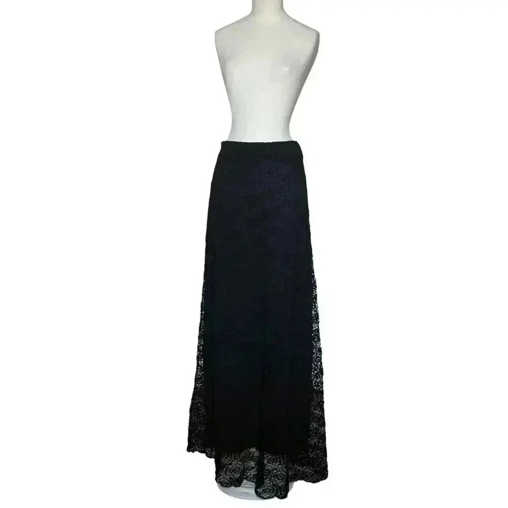 Elaua Kattau Women’s Black Lace Fully Lined Maxi Skirt Size M